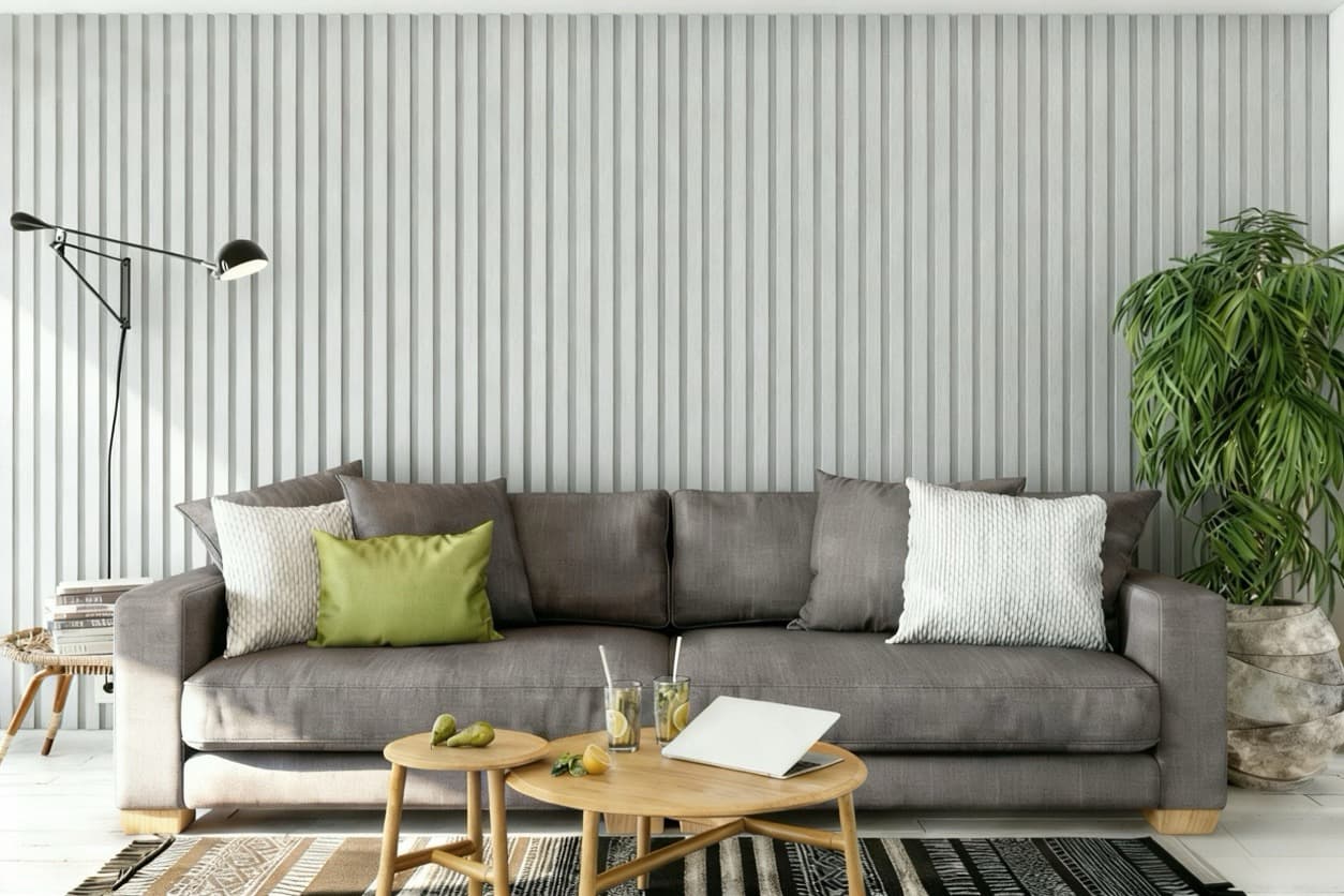 Sala de Estar con Paneles de Pared PVC Efecto Marmol de Lujo - 3