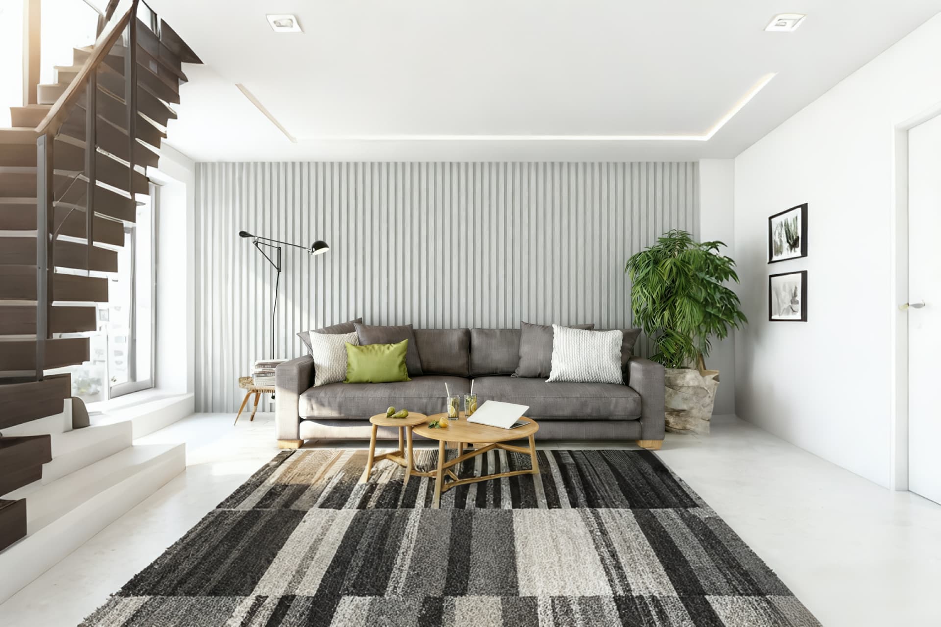 Pared de Fondo Minimalista con Panel Acanalado PVC